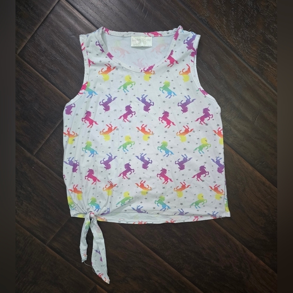 Bobbie Brooks Girls Unicorn Tie Front Stretchy Tank Top Large
